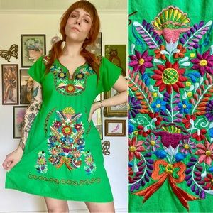 Vintage embroidered floral dress